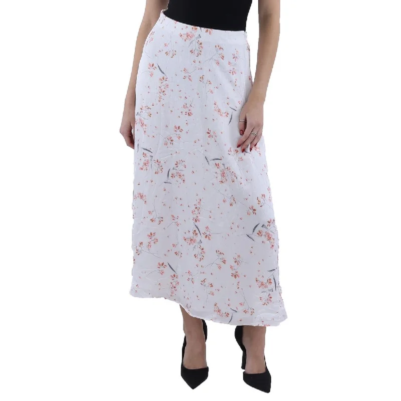 Womens Chiffon Floral Print A-Line Skirt