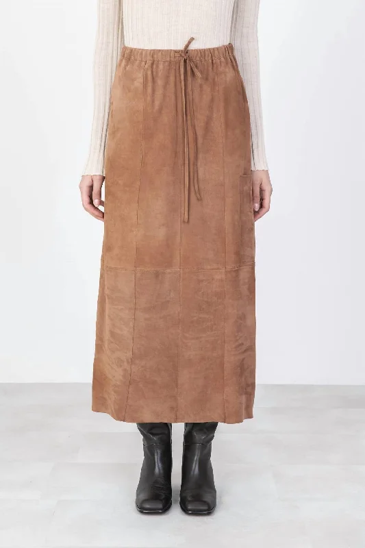 Long Suede Skirt In Cannella