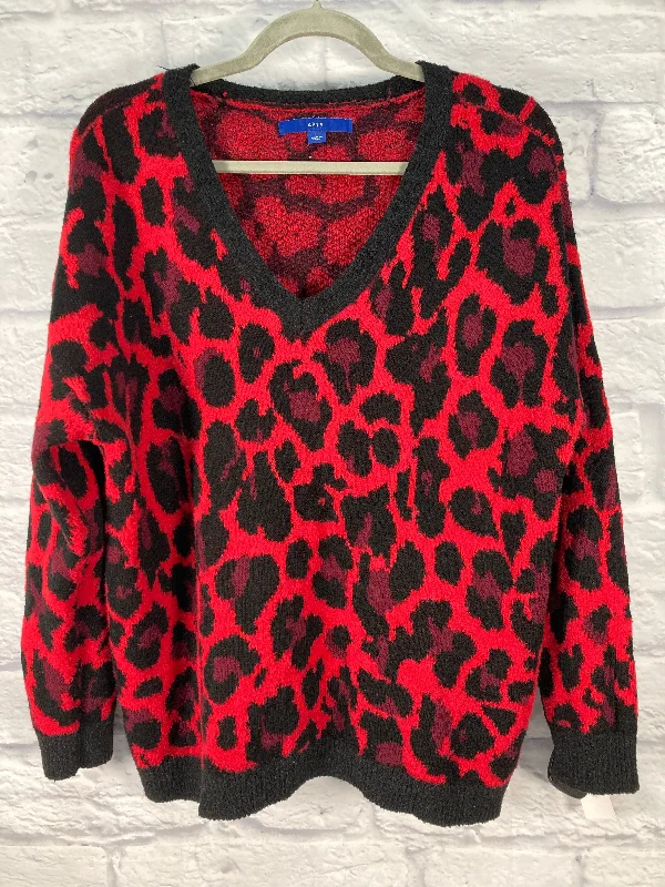 Sweater By Apt 9 In Black & Red, Size: L