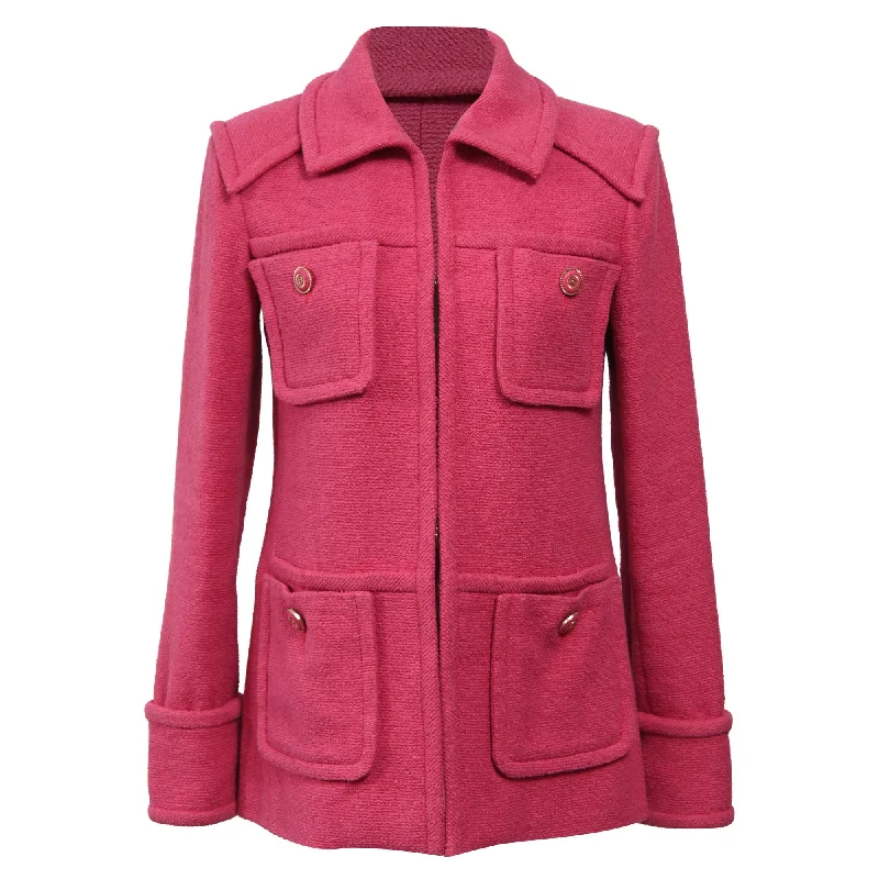 Chanel Four-Pocket Hook and Eye Jacket in Pink Cotton Tweed