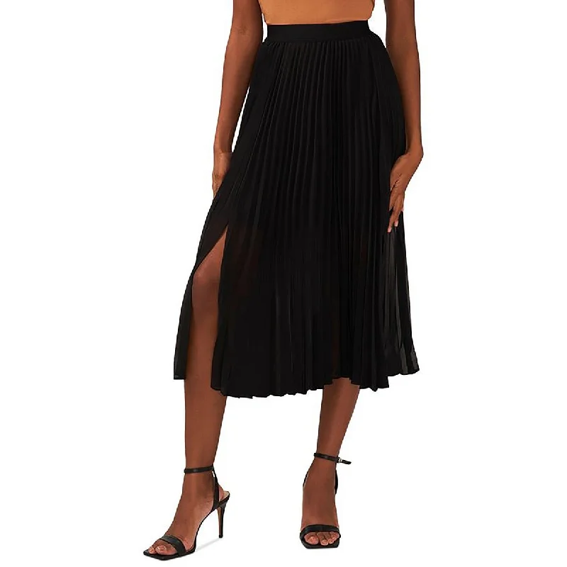 Womens Pleated Mid Calf A-Line Skirt