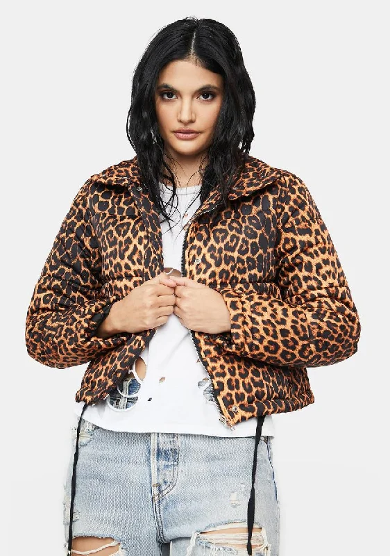 In A Good Way Leopard Puffer Coat