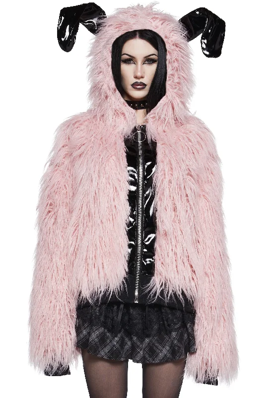 Nocturnal Critter Faux Fur Jacket