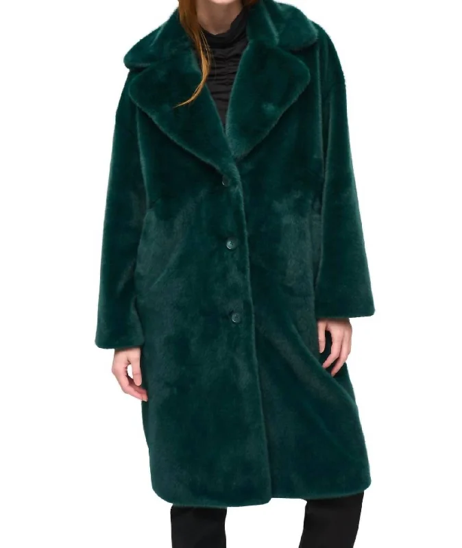 Faux Fur Coat In Absolute Green