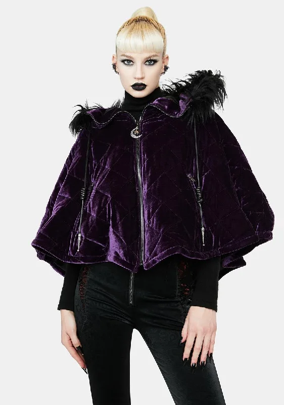 Violet Quilted Velvet Cloak