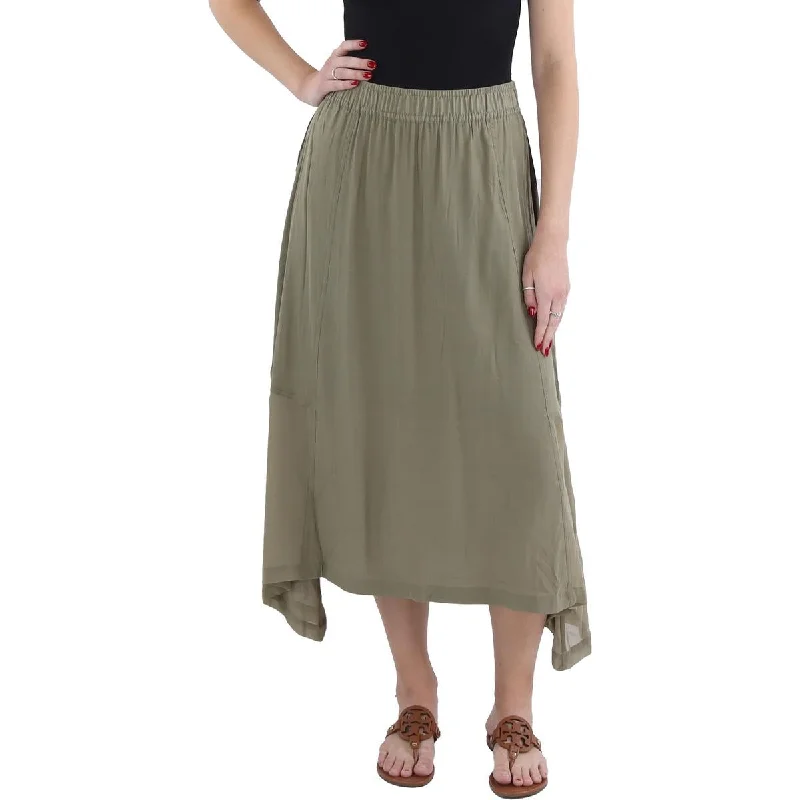 Womens Handkerchief Hem Mid Calf Midi Skirt