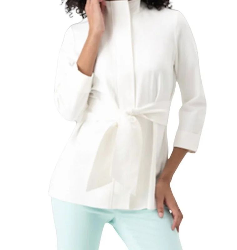 Tie Front Jacket In White