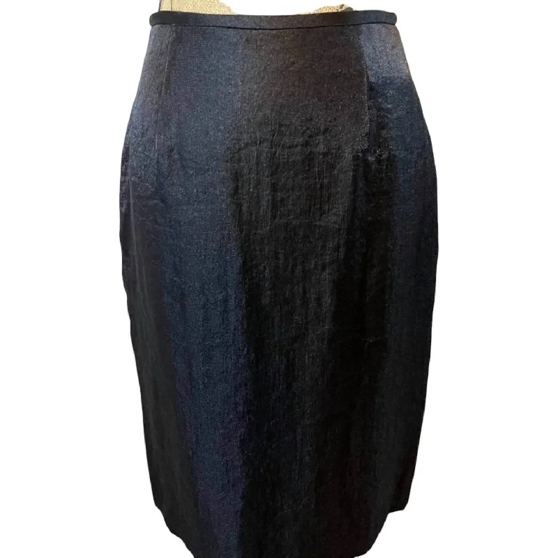 Washed Metallic Pencil Skirt In Black