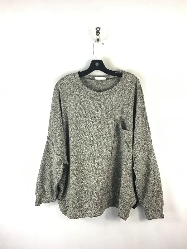 Sweater By Zenana Outfitters In Grey, Size: 1x