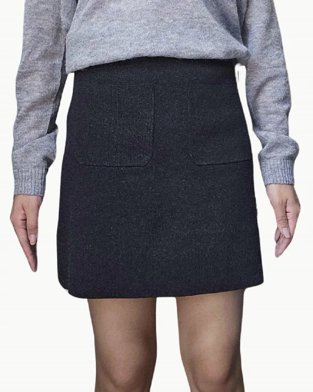 Messina Knitted Skirt In Dark Grey