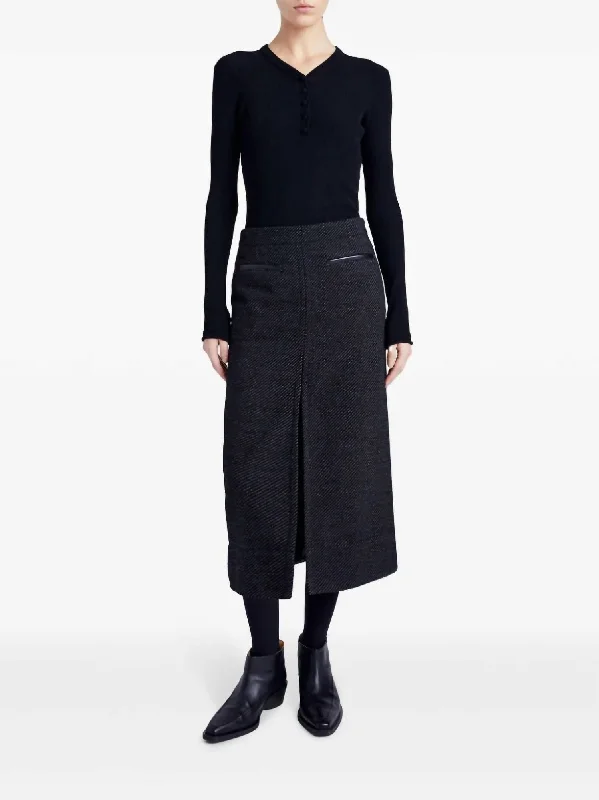 Kingsley Midi Skirt In Black/grey