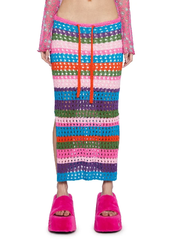 Really Keen Crochet Midi Skirt - Pink