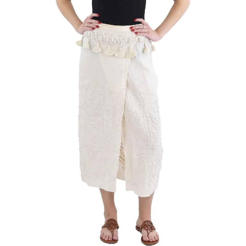 Tansania Sun Womens Linen Midi Wrap Skirt