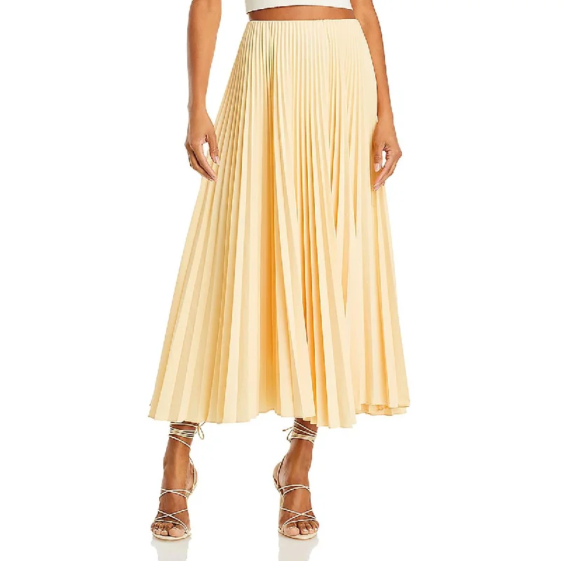 Womens High Rise Midi Pleated Skirt