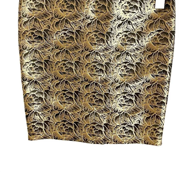 Women's Floral Jacquard Pencil Skirt In Gold