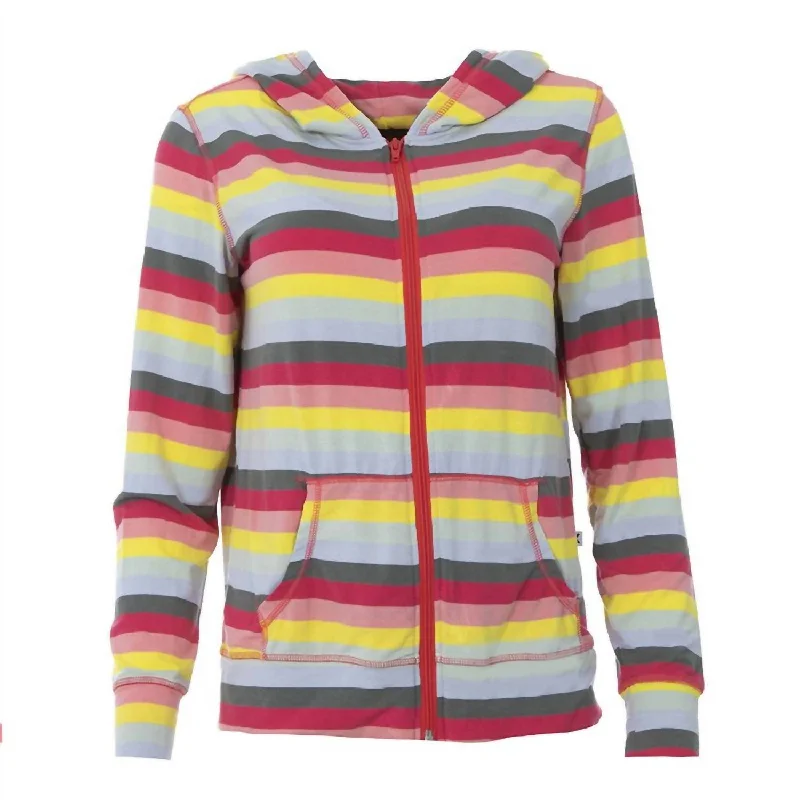 Women's Lightweight Zip-Front Hooded Jacket In Biology Stripe