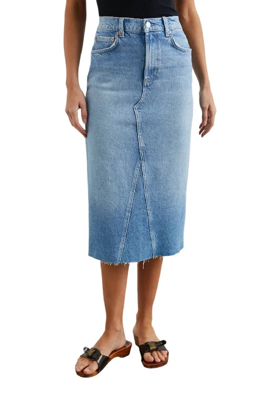 Highland Raw Hem Skirt In Baja Bleu