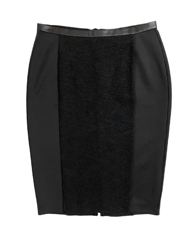 Women's Scuba Boucle Contrast Pencil Skirt In Black