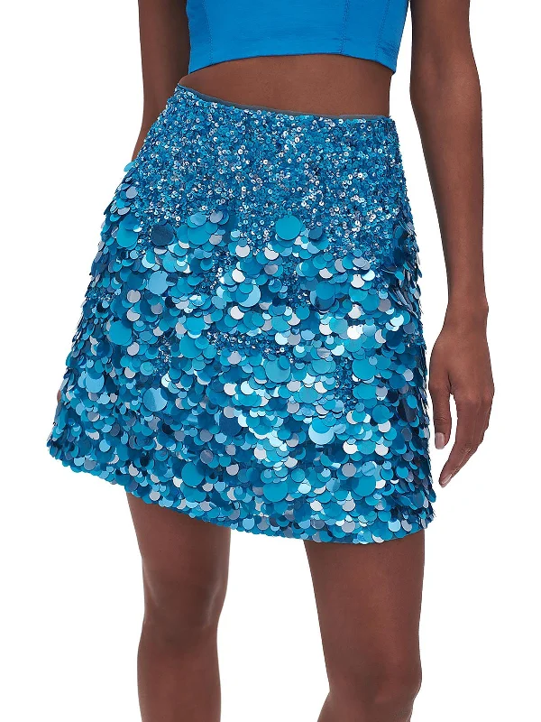 Cherie Womens Sequined Short Mini Skirt