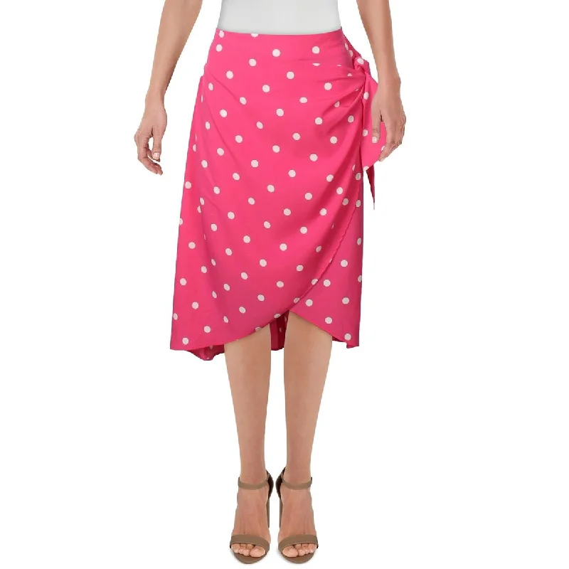 Ami Womens Polka Dot Faux Wrap Wrap Skirt