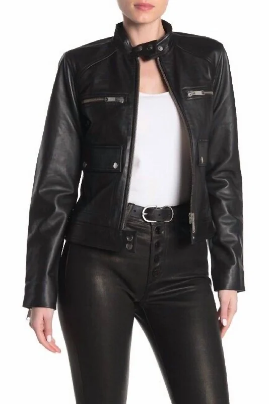 The Biker Leather Jacket In Black