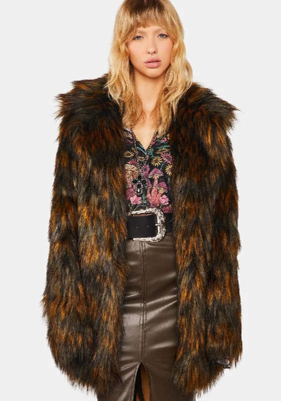 Cognac Recipe For Disaster Faux Fur Coat