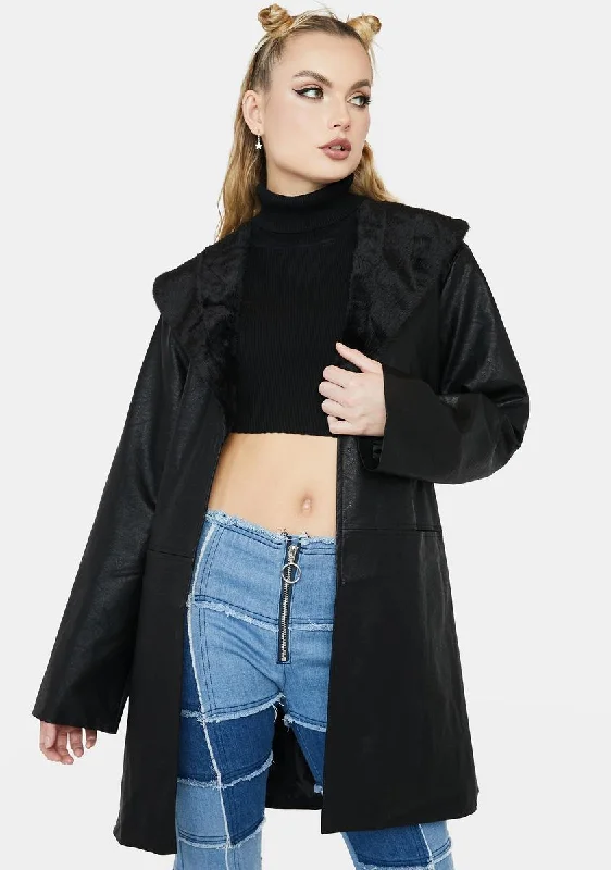 Glam Night Vegan Leather Coat