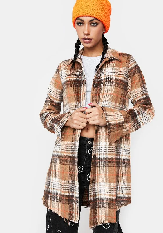 Expecting A Visit Plaid Coat