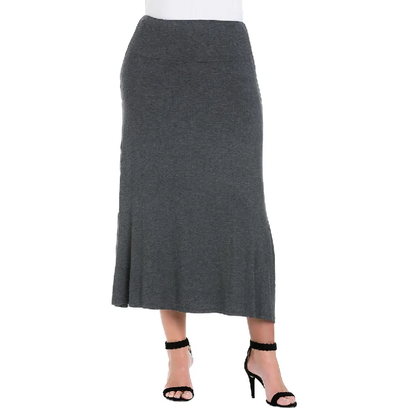 Plus Womens Stretch Long Maxi Skirt