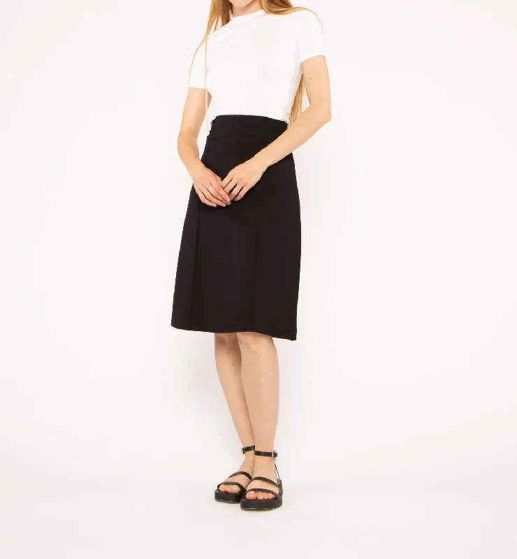 Ponte Knit A-Line Skirt In Black