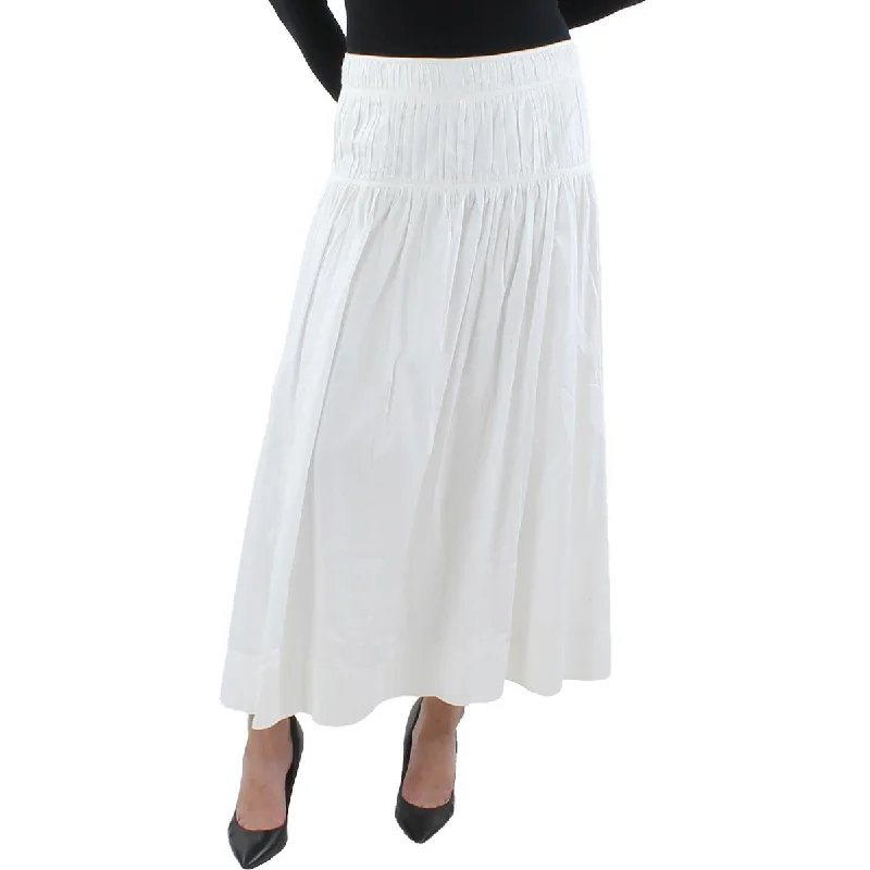 Womens Tiered Midi Pleated Skirt