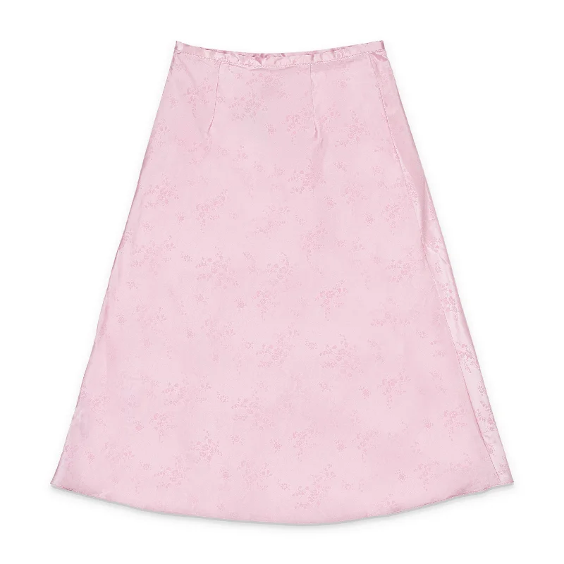 JACQUARD BIAS PINK FLARED SKIRT