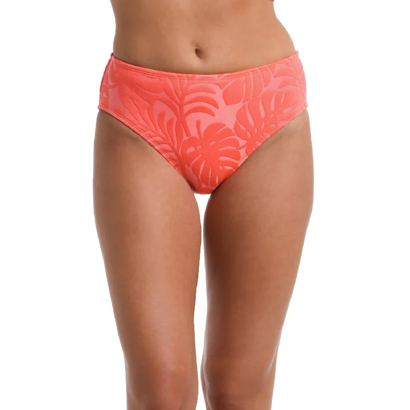 Island Palm Mid Rise Bottom In Coral