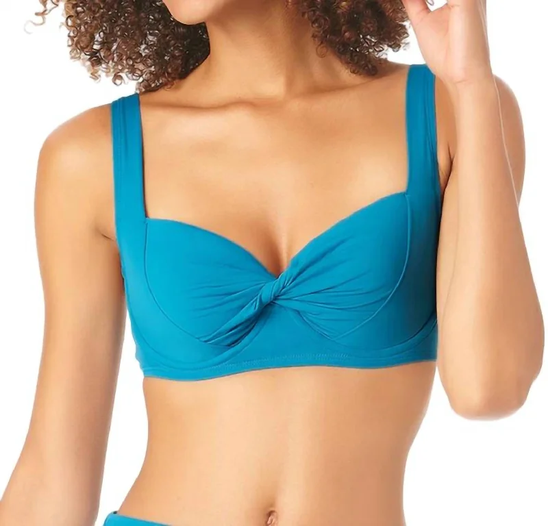 Live In Color Retro Underwire Bikini Top In Teal