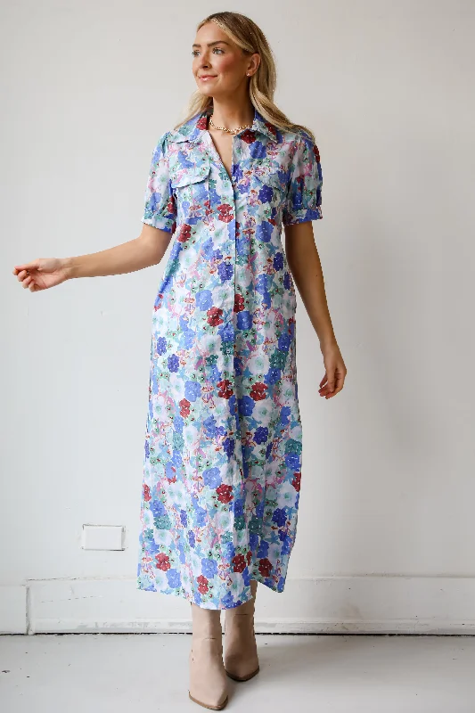 FINAL SALE - Favorite RSVP Blue Floral Maxi Dress