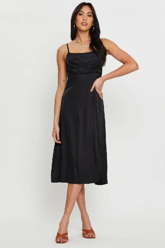 Black Slip Dress Midi