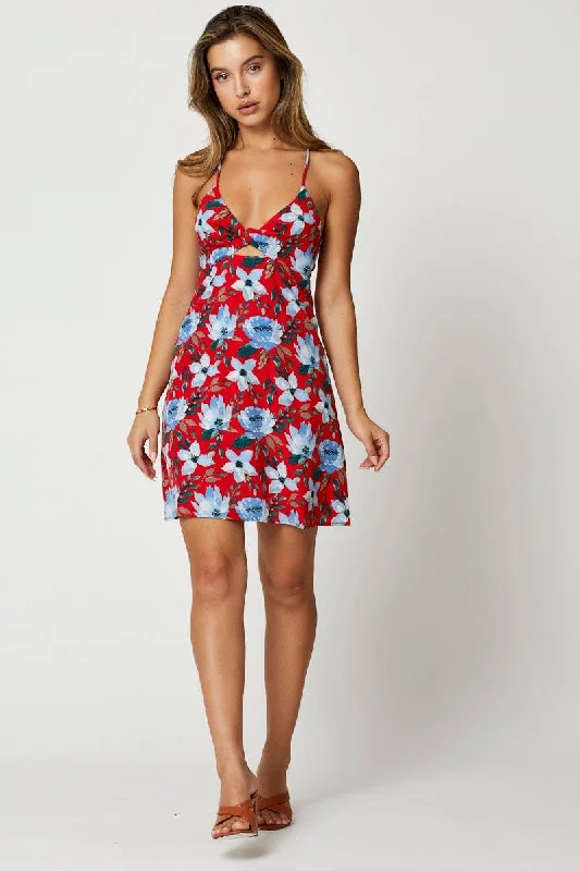 Print Keyhole Skater Dress