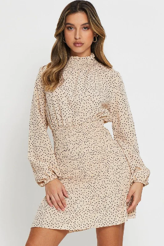 Print Mini Dress Long Sleeve