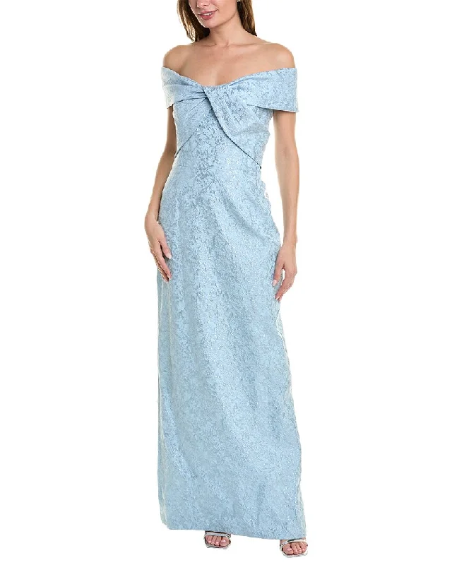 Teri Jon by Rickie Freeman Off-The-Shoulder Gown