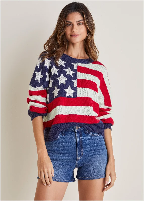 Stars And Stripes Sweater - Racing Red Multi