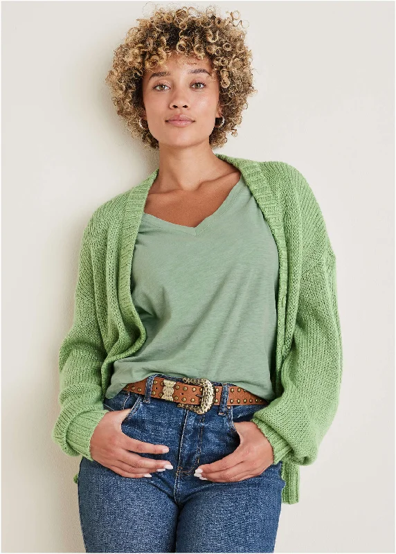 Light Weight Cardigan - Basil