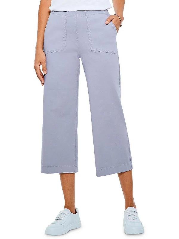 All Day Womens Cropped Solid Wide Leg Pants