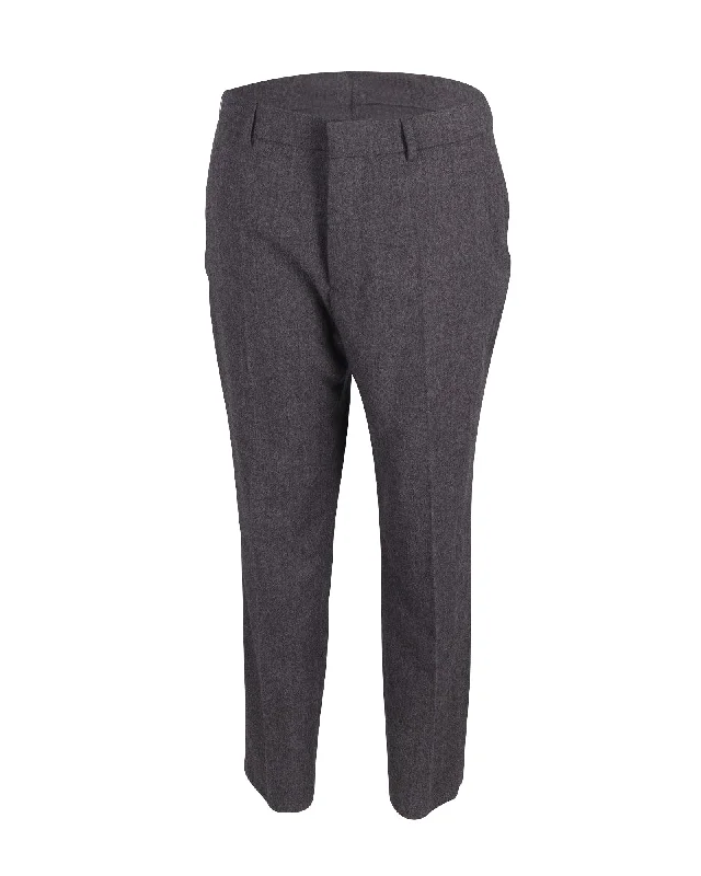 Ami Paris Straight Cut Trousers in Grey Wool