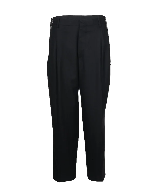 Balenciaga Trousers with Side Zip Detail in Black Virgin Wool