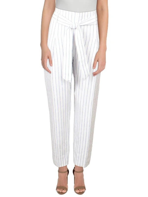 Cadby Womens Linen Striped Straight Leg Pants