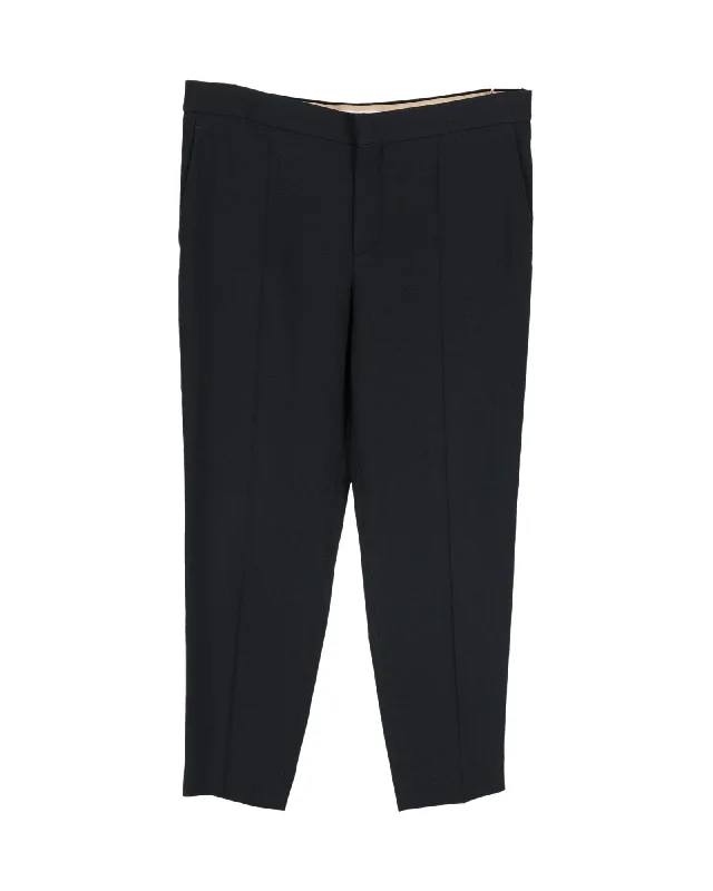 Chloé Straight Leg Trousers in Black Crepe