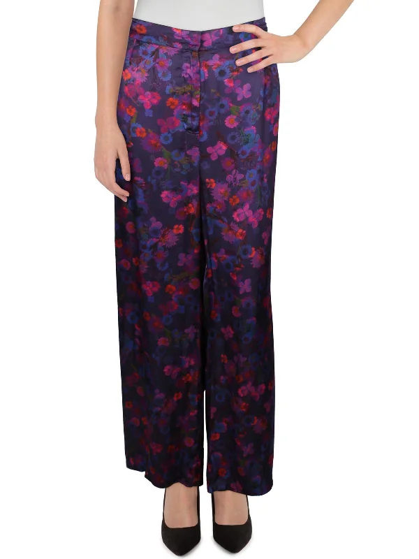 Claude Womens High Rise Wide Leg Palazzo Pants