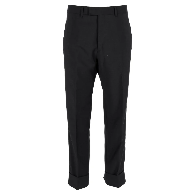 Gucci Straight Leg Trousers in Black Wool