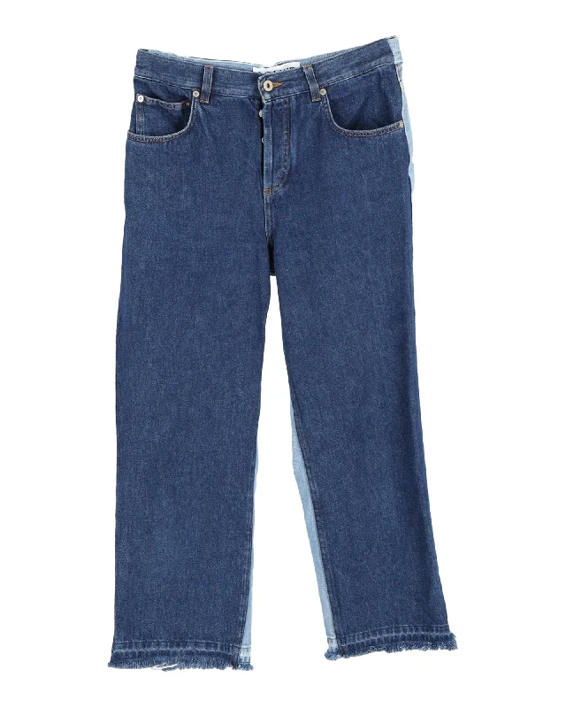 Loewe Two-Tone Wide Leg Pants in Blue Denim