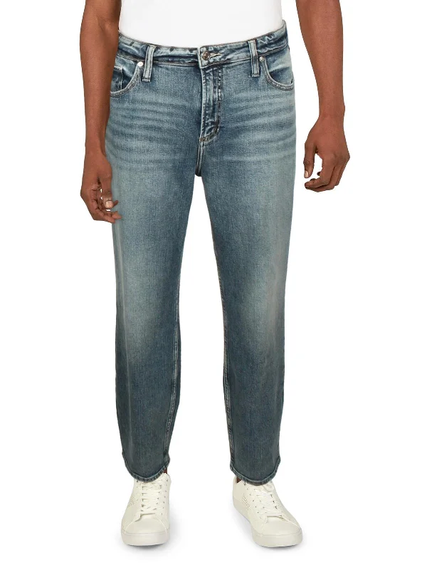 Mens Straight Leg Mid Rise Straight Leg Jeans